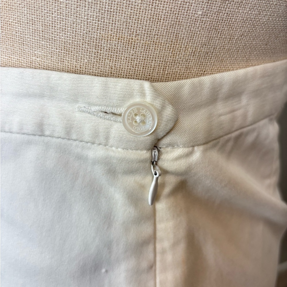 Vintage Ralph Lauren Golf White Cotton A-Line Skirt with Black Center Stripe - Picture 5 of 8